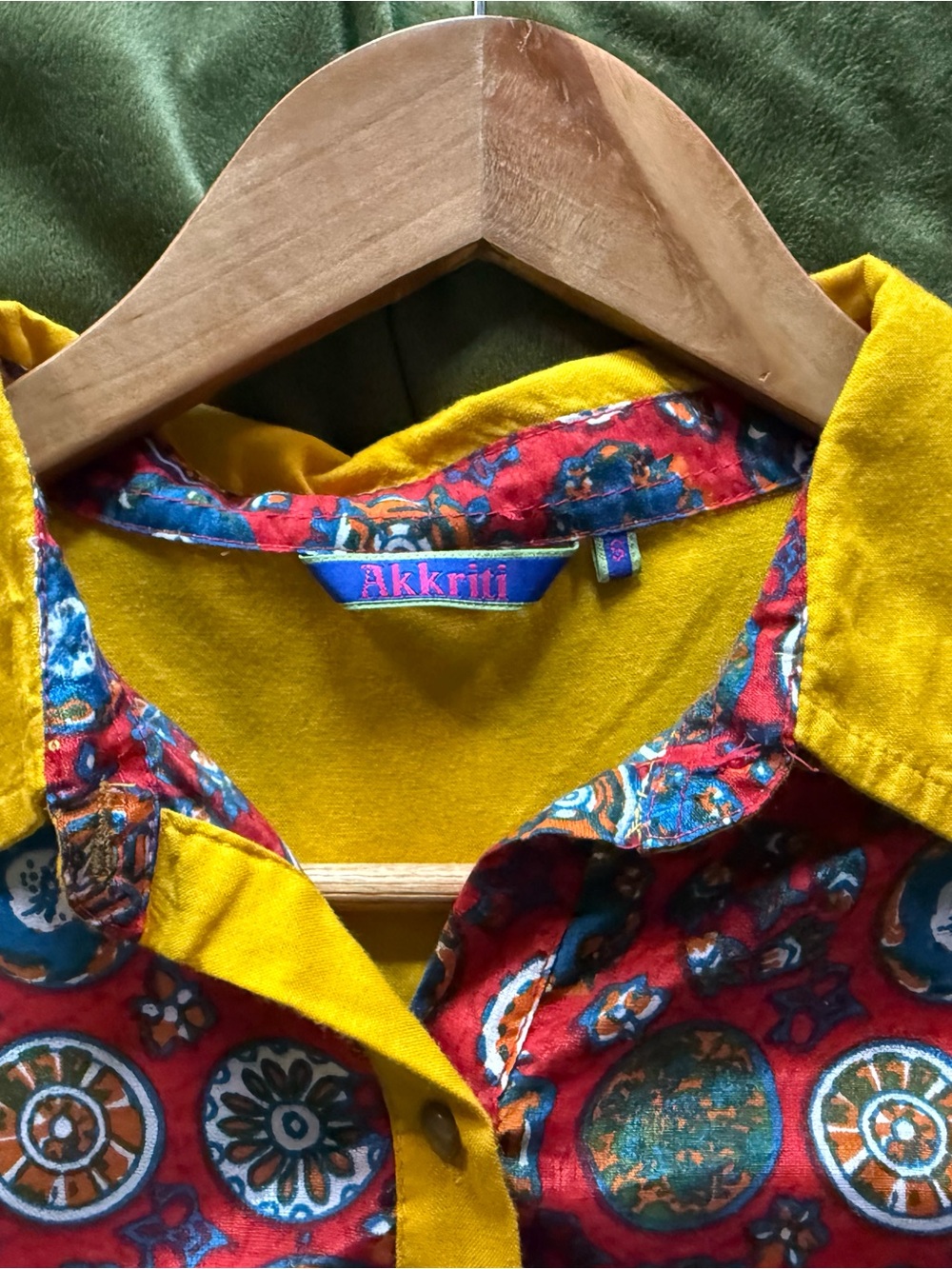 Akkriti Yellow & Red Printed Button-Down Top